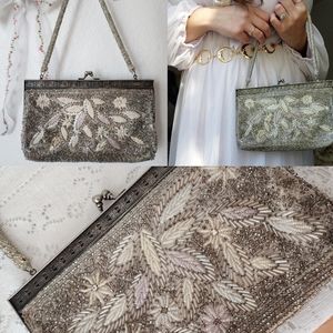 Vintage silver beaded purse